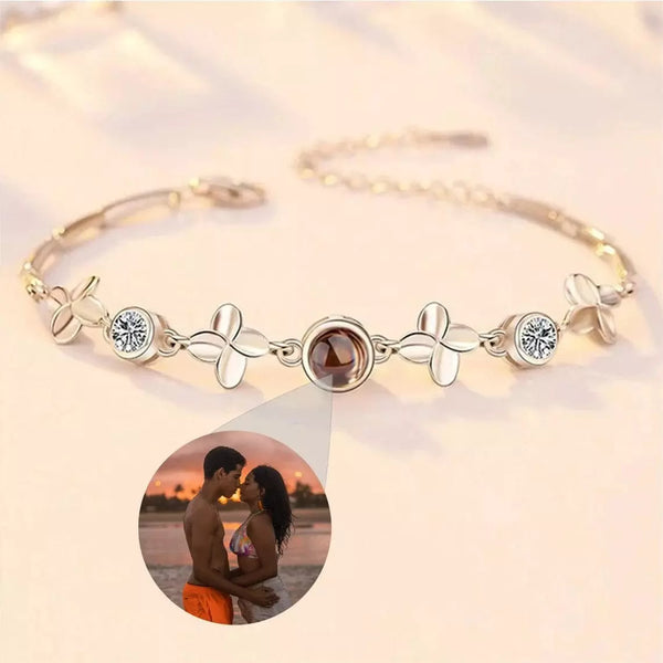 Personalized Four-leaf  Clover Photo Projection Bracelet